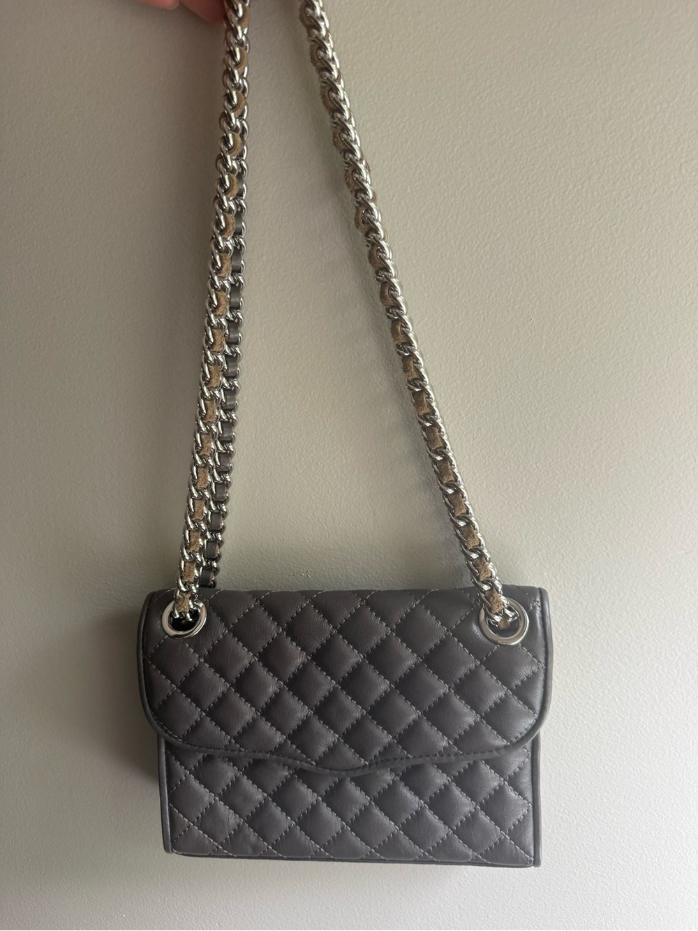 Rebecca Minkoff Quilted Chain Strap Shoulder Bag — Gray